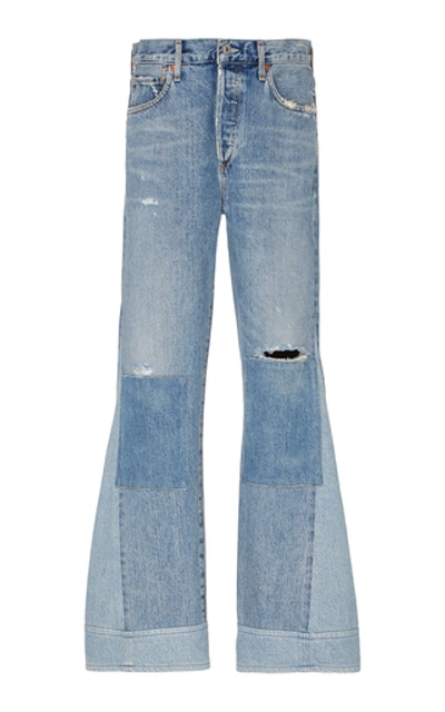 Citizens Of Humanity Rhiannon Patchwork High-rise Flared Jeans In Light Wash