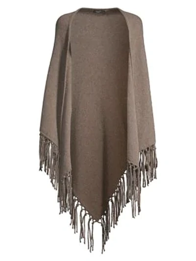 Weekend Max Mara Oxiria Fringe Shawl In Light Grey