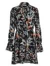 DEREK LAM 10 CROSBY Bell-Sleeve Floral Dress