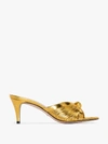 GUCCI GUCCI GOLD KNOT DETAIL LEATHER SANDALS,577229B8B0014020993