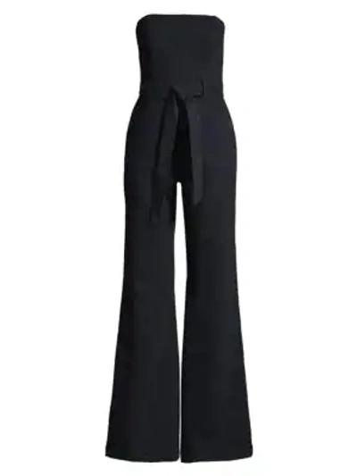 Alice And Olivia Gorgeous Susy Strapless Denim Jumpsuit In Queen Of The Night