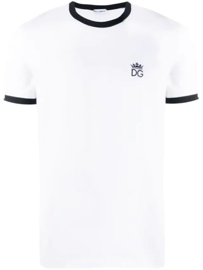 Dolce & Gabbana Logo-embroidered Cotton-blend Pyjama T-shirt In W0800 Bianco Ottico