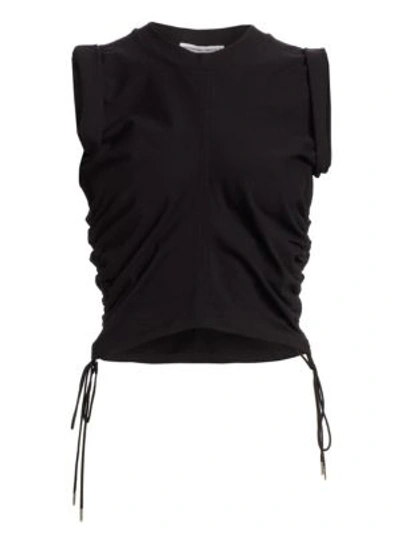 Alexander Wang T Women's Ruched Crop T-shirt In Black