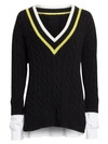 ALEXANDER WANG T Layered Varsity Cable-Knit Sweater