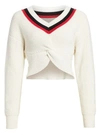 Alexander Wang T Cropped Ribbed-knit Varsity Sweater In Ivory