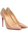 Christian Louboutin So Kate Patent Pointed-toe Red Sole Pump In Beige