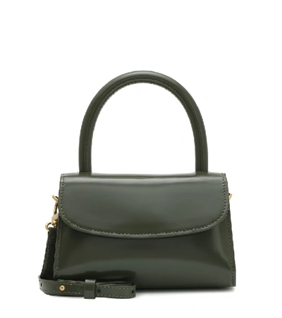 By Far Mini Leather Tote In Green