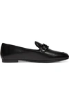 FERRAGAMO TRIFOGLIO EMBELLISHED LEATHER LOAFERS