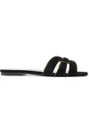 Saint Laurent Nu Pieds Suede And Leather Slides In Black