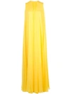 Carolina Herrera Silk Overlay Column Gown In Taxi Cab