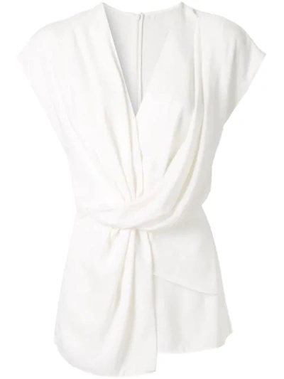 Acler Collins Twist Crepe De Chine Top In Ivory