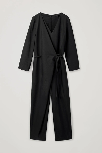 Cos Asymmetric Wrap Jumpsuit In Black