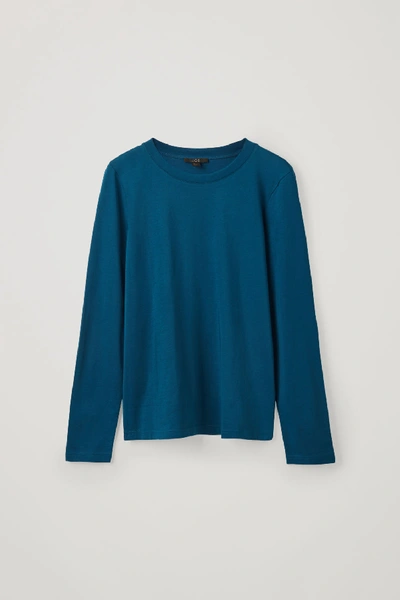 Cos Straight-hem Long-sleeved Top In Blue