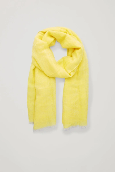 Cos Linen Scarf With Frayed Edges In Yellow