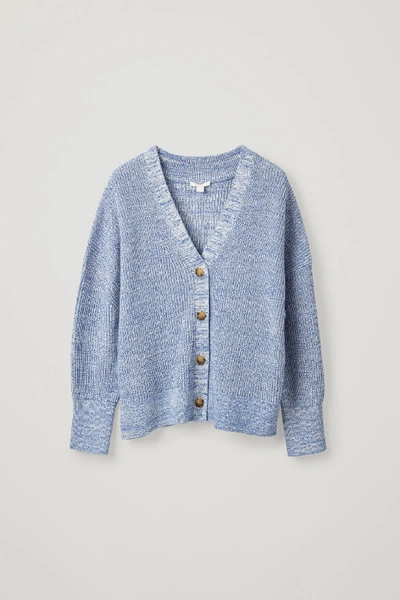 Cos Mouline-knit Cardigan In Blue