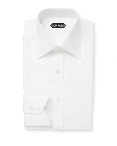 Tom Ford Men's Classic-collar Poplin Dress Shirt In White