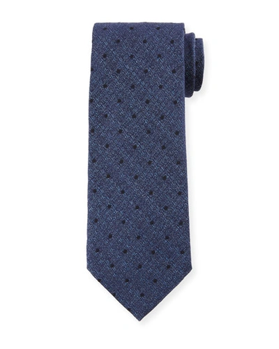 Tom Ford Tonal Dot Silk-wool Tie, Blue
