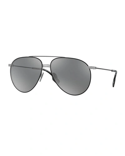 Burberry Men's Brow Bar Aviator Sunglasses, 60mm In Black