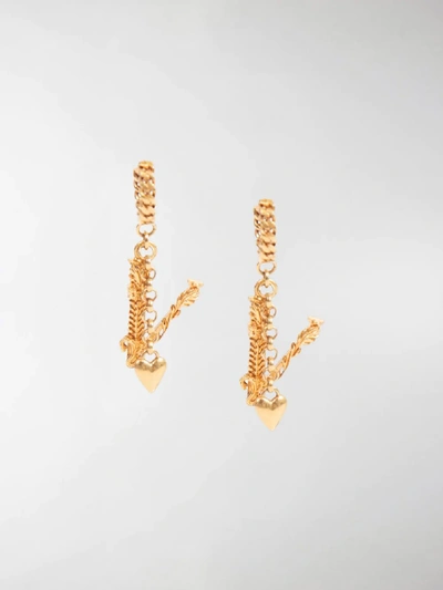 Versace Heart Chain Earrings In Gold