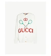 GUCCI Tennis logo-embroidered cotton-jersey and silk cardigan