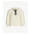 RED VALENTINO BOW-EMBELLISHED CABLE-KNIT WOOL JUMPER