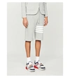 THOM BROWNE MENS LIGHT GREY STRIPED-DETAIL COTTON-JERSEY SHORTS 4