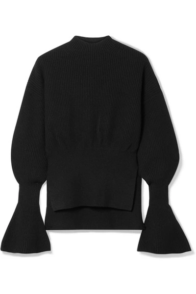 Alexander Wang Split Hem Wool & Cashmere Blend Jumper In Black