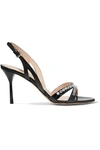 MIU MIU CRYSTAL-EMBELLISHED PATENT-LEATHER SLINGBACK SANDALS