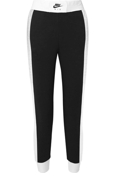 Nike Air Cotton-blend Jersey Track Pants In Black
