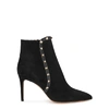 Valentino Rockstud Suede Ankle Boots In Black