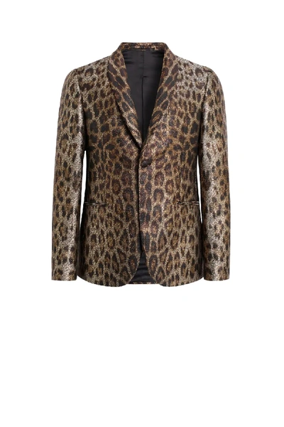 Roberto Cavalli Heritage Jaguar Print Jacket In Brown