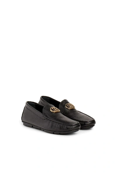 Roberto Cavalli Rc Monogram Leather Loafers In Black