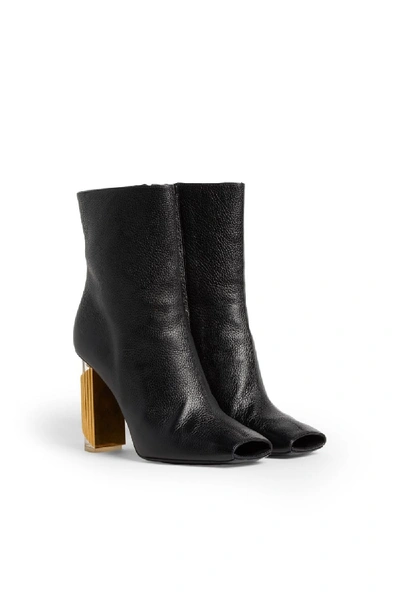 Roberto Cavalli Contrast Heel Peep Toe Leather Boots In Black