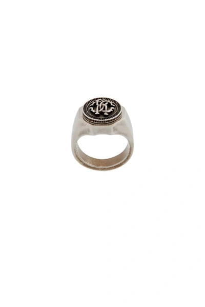 Roberto Cavalli Rc Monogram Ring In Silver
