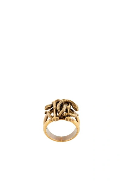 Roberto Cavalli Mirror Snake Ring In Gold