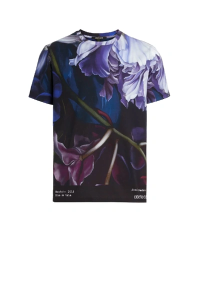 Roberto Cavalli Marchito Print T-shirt In Purple