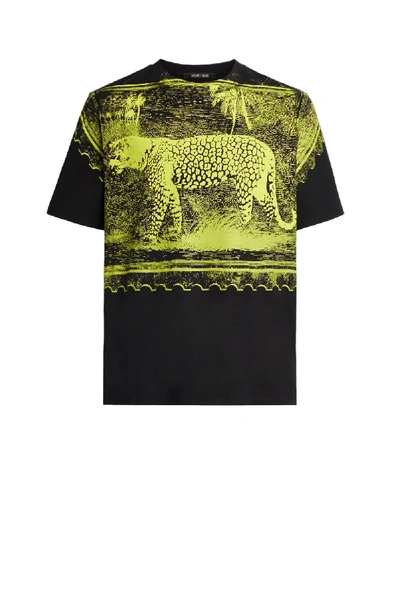 Roberto Cavalli Leopard Stamp Print T-shirt In Black