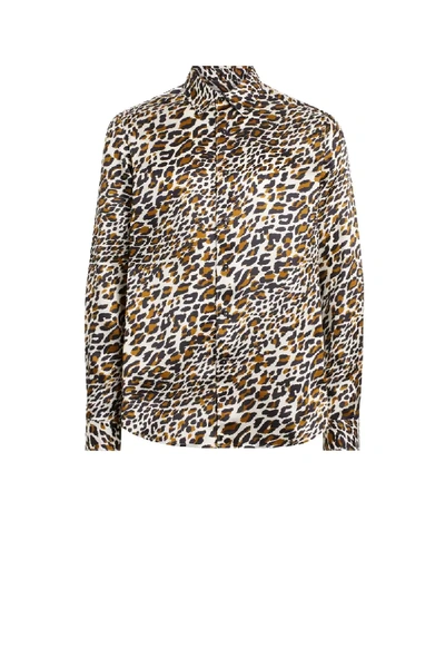 Roberto Cavalli Spiky Leopard Print Shirt In Brown