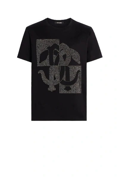 Roberto Cavalli Stud Embellished Mirror Snake T-shirt In 05051