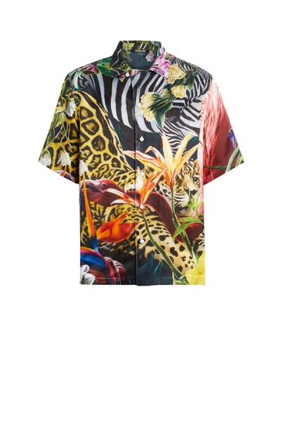 Roberto Cavalli Paradise Found Print Bowling Shirt In Multicolour