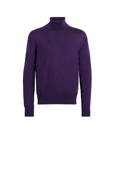 Roberto Cavalli Wool Turtleneck Sweater In Purple