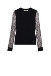 ROBERTO CAVALLI LACE SLEEVE SWEATER,13753525