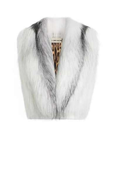 Roberto Cavalli Marbled Fox Fur Shrug Vest In White