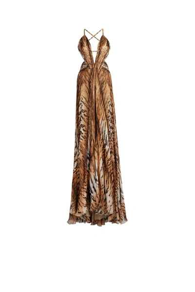 Roberto Cavalli The "perfume" Dress In Brown