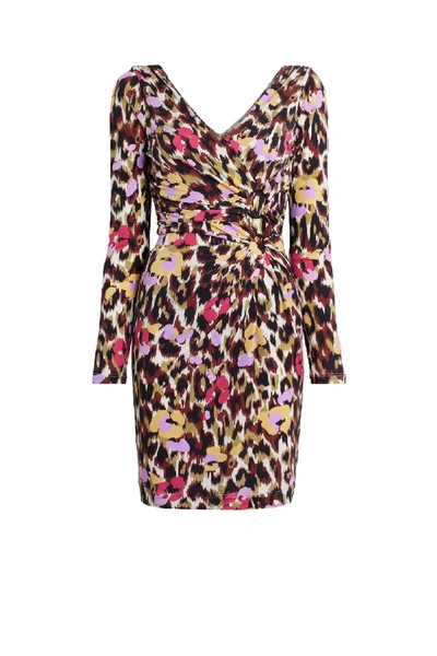 Roberto Cavalli Ikat Leopard Print Jersey Dress In Multicolour