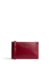 ROBERTO CAVALLI MIRROR SNAKE LEATHER ZIPPED POUCH,13445910