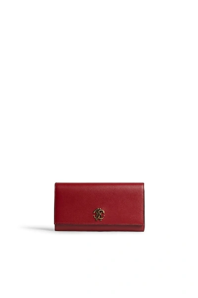 Roberto Cavalli Mirror Snake Continental Wallet In Red