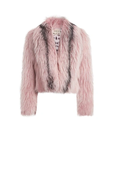 Roberto Cavalli Marbled Fox Fur Bolero Jacket In Pink