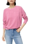 Jcrew Vintage Terry Cotton Crewneck Pullover In Guava Berry