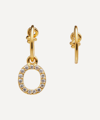 THEODORA WARRE Gold-Plated Zircon Letter O Mismatched Hoop Earrings,5057865788661